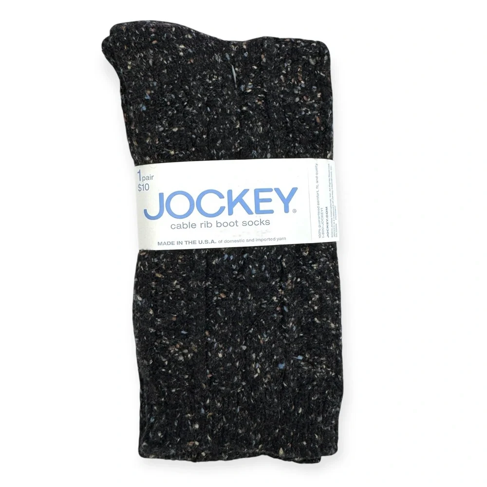 Jockey Womens Black Tweed Cable Rib Boot Socks Fits Shoe Size 4-10‎ 7” Cuff